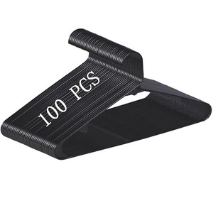 Plastic Clothes Hangers 100 PCS Durable Coat Hangers with 2 Hooks Black - Picture 1 of 17