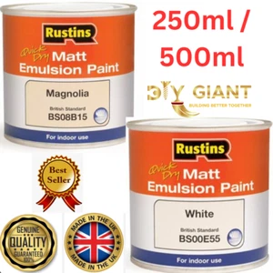 Matt Emulsion Rustins Schnelltrocknen 250ml/500ml Ideal zum Nachmalen von Magnolienweiß - Bild 1 von 13