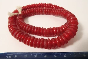 Pulverglasperlen 11mm dunkelrot Dark Red CL25 Spacer Ghana Recycling Beads - Picture 1 of 3