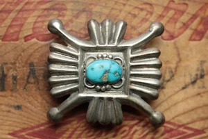 Vintage Sterling Silber gegossen handgefertigt Türkis Western Gürtelschnalle - Bild 1 von 3