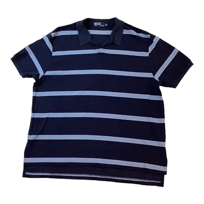 Camisa polo masculina de rúgbi listrada azul algodão Ralph Lauren tamanho XXL algodão - Imagem 1 de 4