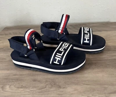 Sandalias Tommy Hilfiger Beckett con correa al tobillo azul marino blanco rojo niños talla 12 Foto 1 de 4