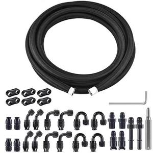 6AN -6AN Nylon Braided PTFE Fuel Line 10FT 20FT w/ 28 Fitting Hose Kit Back - Picture 1 of 24