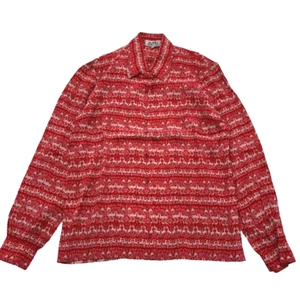 HERMES Seiden Langarm Shirt Allover Muster rot Größe 38 - Bild 1 von 10