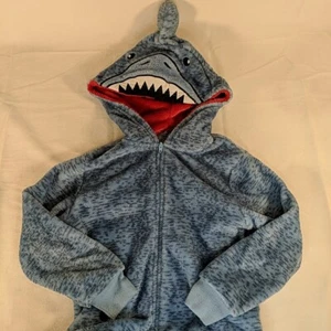 Kids Blue Shark One Piece Full Zip Bodysuit Jumpsuit Youth Boys Girls Small S - Picture 1 of 9