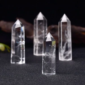 Natural Clear Quartz Healing Obelisk Crystal Wands Reiki Tower Point Decoration - Picture 1 of 3