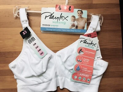 NWT Playtex Nursing Bra Seamless WireFree Wicking Cool Comfort Sz XS White #4956 - Image 1 of 4