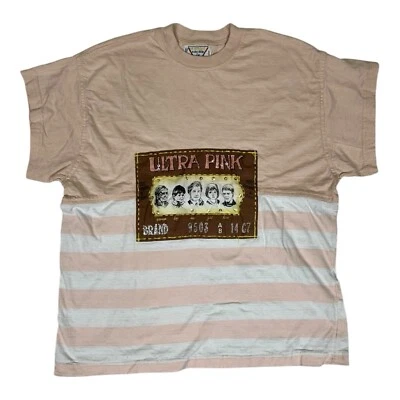 Vintage Ultra Pink Makes Clothes For Fun Striped T-Shirt 80s Size 1X - Image 1 of 4