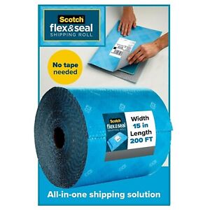 Scotch Flex & Seal Shipping Roll Self-Sealing Padded Mailer, 15" x 200', Blue
