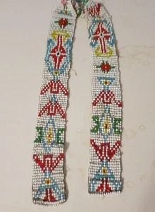 American Indian Seed Colorful White Beaded Sash Handmade 20" x 1 1/8" - Picture 1 of 5