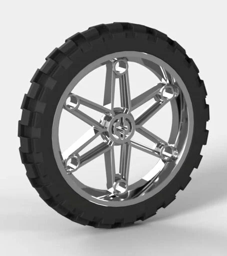 LEGO Chromed  Motorcycle Wheel + Tire   (technic,bike,bicycle,hub,motorcycle) - Image 1 of 1