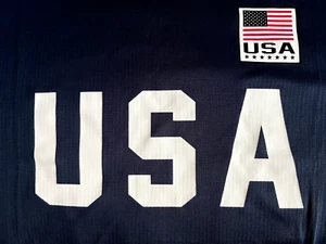 Striker Men's Soccer Navy Blue T-Shirt U.S.A Flag Sleeve Patch Size LG - Picture 1 of 4
