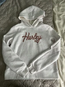 Girls Light Pink Hurley Sherpa Lined Hoodie With Rose Gold Metallic Writing - Picture 1 of 4