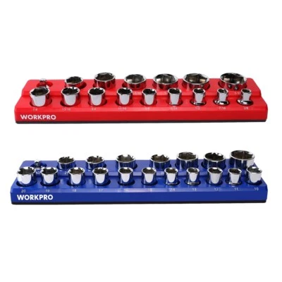 WORKPRO 2PC 1/2" Magnetic SAE&Metric Socket Holder Socket Organizer Set 35 Slots - Image 1 of 4