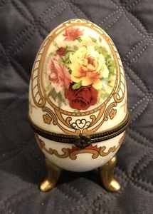 Limoges VINTAGE PORZELLAN SCHMUCKKÄSTCHEN EI HANDBEMALT FRANCE - Bild 1 von 5
