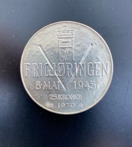 Silbermünze(0,875) - 25 Kronen - Norwegen - 1970 - Bild 1 von 6