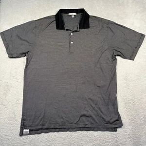 Peter Millar Poloshirt gestreift Golf Freizeit Kurzarm schwarz L 100% Baumwolle - Bild 1 von 5