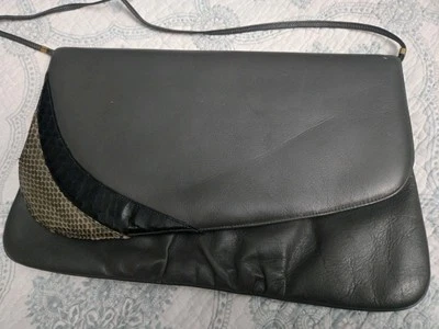 Bolso de hombro/cartera de mano vintage de piel de serpiente gris cuero Supreme Foto 1 de 4