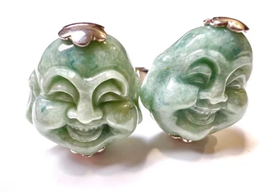 Spivey 纯银玉笑佛袖扣 - 运气丰富 — 第 1/4 张图片