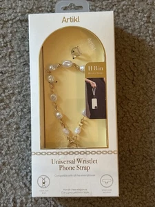 New Artikl Case Gold Pearl Phone Mate Wristlet Universal Charm Strap - Picture 1 of 5