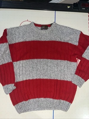 Suéter Vintage Auténtico 90 Rayas Grises y Rojas Talla XL Foto 1 de 4