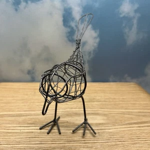 Vintage geflochtener Draht Vogel Skulptur Figur Dekor 7" rustikal Metall stehender Vogel - Bild 1 von 9