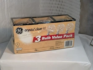 Nos GE Crystal Clear 40 Decorative 90880 G25 40W 3-Bulb Value Pack Lightbulb New - Picture 1 of 11
