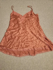 Victoria's Secret Chemise Womens Large Dusty Rose Pink Satin Lace Lingerie Slip - Picture 1 of 13