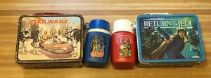 2 Vintage Star Wars Lunch Boxes Box Lot Thermos Return Of The Jedi - Picture 1 of 21
