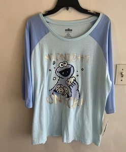 Neu mit Etikett Sesamstraße Krümelmonster Damen 2X "Midnight Snack" Schlaf Lounge Top - Bild 1 von 5