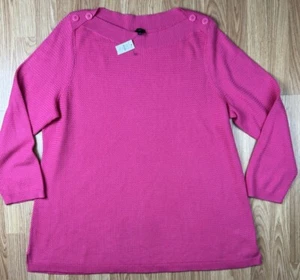Talbots Women Sweater Plus Size 3XL Hot Pink Knit Boat Neck Top Long Sleeve NEW - Picture 1 of 8