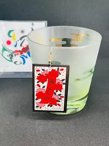 Japanese Jewelry Earrings Sakura and Red Tanzaku Hana Fuda March kimetsu mint - Picture 1 of 10