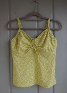 Lands End Womens 8 DDD Medium Green Ruched Tankini Swim Top Underwire Bra Bow - Picture 1 of 4