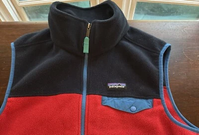 Patagonia Synchilla Men’s Vest Size L  Red Blue Retro Colorblock Warm Ski - Image 1 of 4