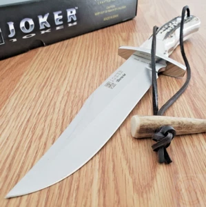 Joker Bowie Fixed Knife 6.25" 14116 Steel Clip Point Full Tang Blade Stag Handle - Picture 1 of 12