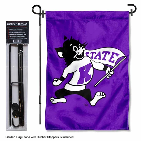 Kansas State University Vintage Retro Throwback Garden Flag and Stand Pole Kit Cover