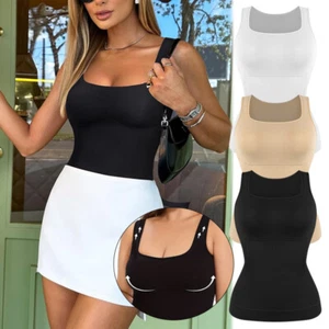 Mujeres Cuello Cuadrado Chaleco Prendas moldeadoras Compresión Camiseta sin mangas Control Abdomen Cami Prendas para el torso EE. UU. - Imagen 1 de 17