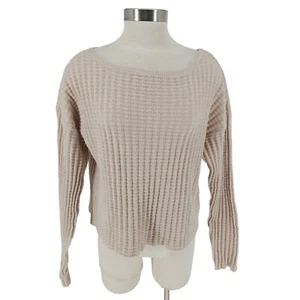 Jeannie Mai x INC Shirt Oatmeal Long Sleeve Cropped Waffle Knit Top NWT Women XL - Picture 1 of 9