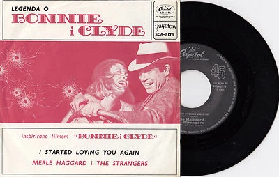 MERLE HAGGARD THE STRANGERS THE LEGEND OF BONNIE.. 1968 RECORD YUGOSLAVIA 7' PS  - Image 1 of 2