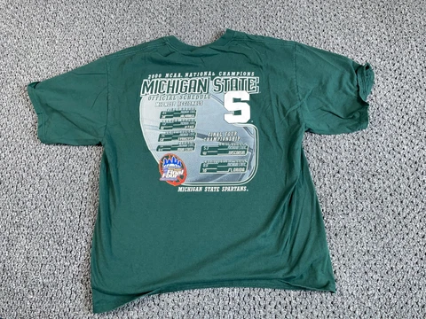 VTG Michigan State Spartans 2000 Champions T-Shirt Adult XL Green Final Four Cover