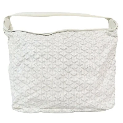 GOYARD FIDGE HOBO TOTE BAG HANDBAG SHOULDER BAG WHITE PVC LEATHER HERRINGBONE - Image 1 of 4