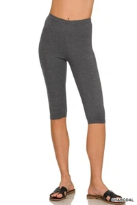 Womens Capri Leggings Soft Stretch Workout Fitness Crop High Waisted Yoga Pants - Picture 1 of 22