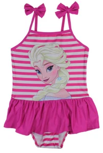 Girls Frozen princess Elsa Anna Disney swimsuit summer beach holiday Blue Red - Picture 1 of 18