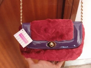 Borsetta rossa e viola in pelliccia sintetica Emanuela Biffoli Firenze donna - Foto 1 di 8