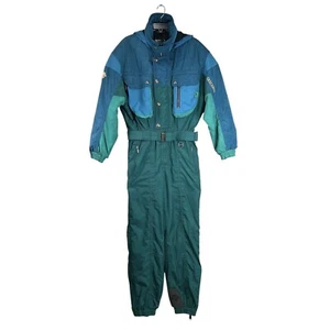 Descente Ski Suit One Piece Snowsuit Mens M Green Blue Vintage Retro Japan - Picture 1 of 21