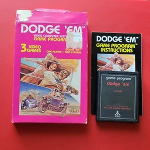 Dodge 'Em Atari 2600 Game Box Manual Cleaned Works Vintage Classic Arcade Racing - Picture 1 of 18