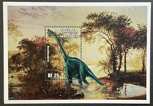 SELLOS DE DINOSAURIO MALDIVAS SS 1999 MONTADO BRACHIOSAURUS REPTIL ANIMALES PREHISTÓRICOS - Imagen 1 de 1