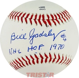 BILL GADSBY FIRMADO BÉISBOL DE LIGAS MENORES NHL HOF 1970 PSA - CHICAGO BLACKHAWKS - Imagen 1 de 2