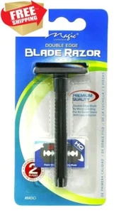 Men’s Traditional Classic Double Edge Plastic Shaving Safety Razor + 2 Blades - Picture 1 of 6