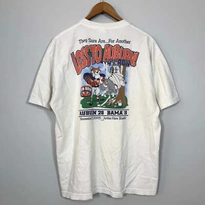 Vintage 2005 Auburn Tigers VS Alabama Crimson Tide Rivalry T-Shirt XL Distressed - Image 1 of 4